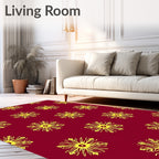 Golden Sunburst Medallions Red Rug