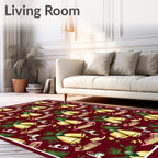 Golden Bells Christmas Birds Combing Rug