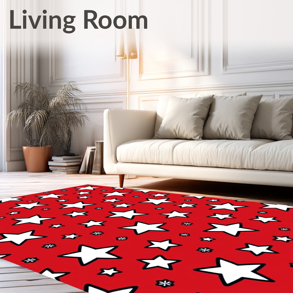 Red White Scattered StarsRug Rug