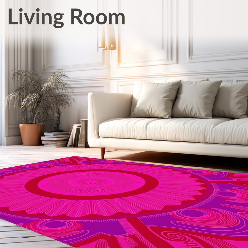 Vibrant Pink Mandalas Swirl Rug