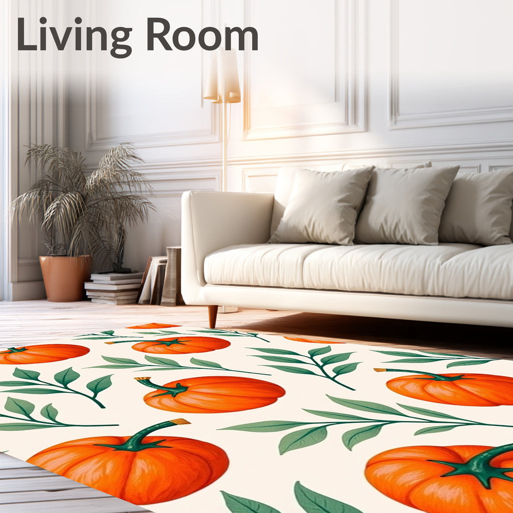 Harvest Orange Pumpkin Leaf Texture Rug