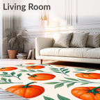 Harvest Orange Pumpkin Leaf Texture Rug