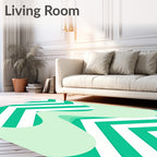 Green White Chevron Wave Rug