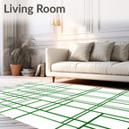 Monochromatic Green Grid Composition Rug