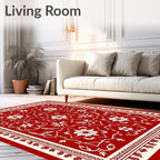 Crimson Botanical Medallion Border Rug