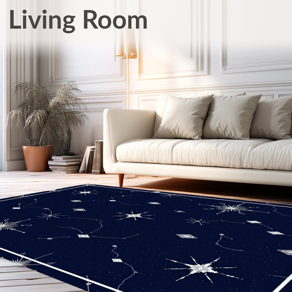 Celestial Night Sky Starburst Diamonds Rug