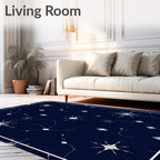 Celestial Night Sky Starburst Diamonds Rug
