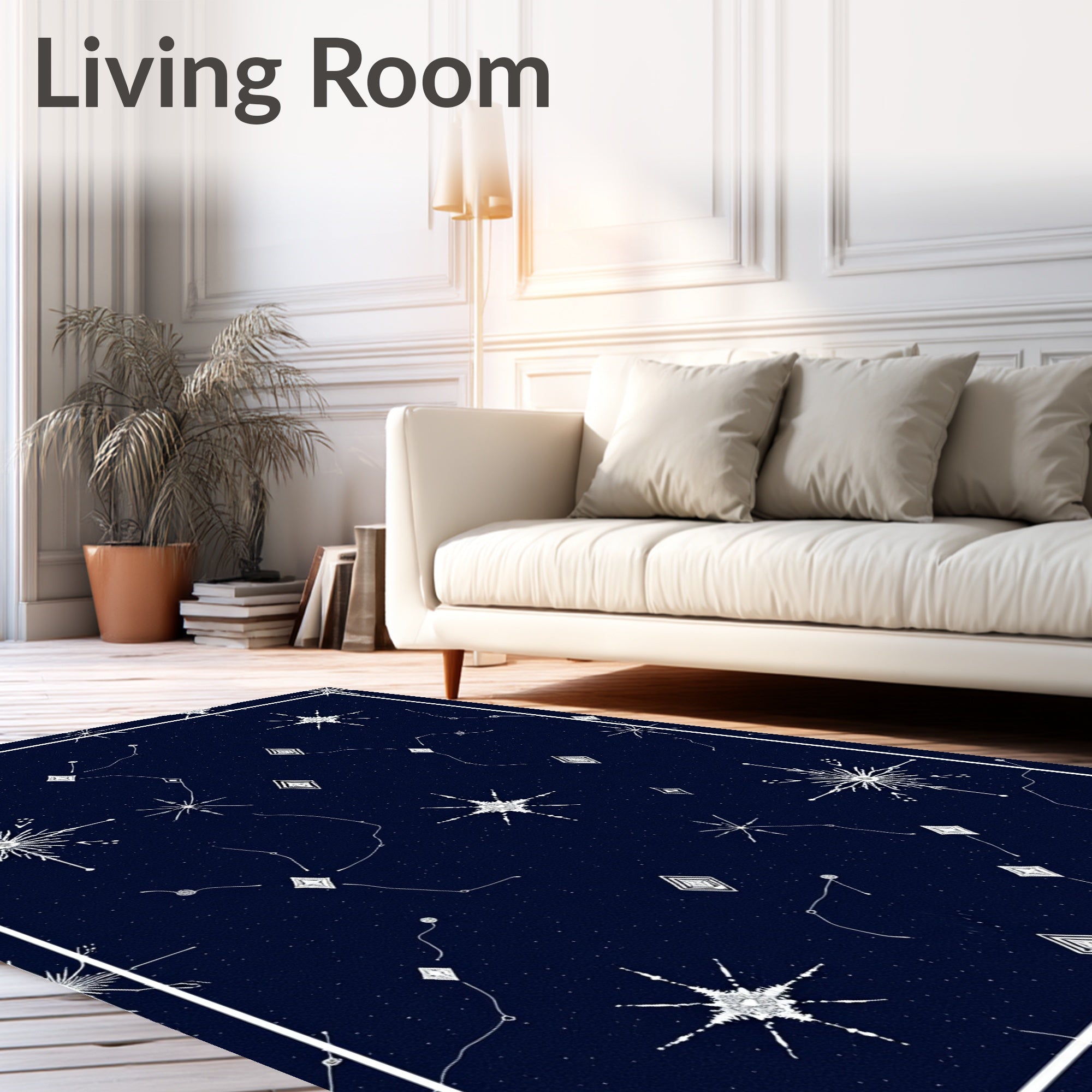 Celestial Night Sky Starburst Diamonds Rug