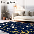 Midnight Navy Celestial Reindeer Moonscape Rug