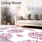 Crimson Floral Acanthus Scroll Rug
