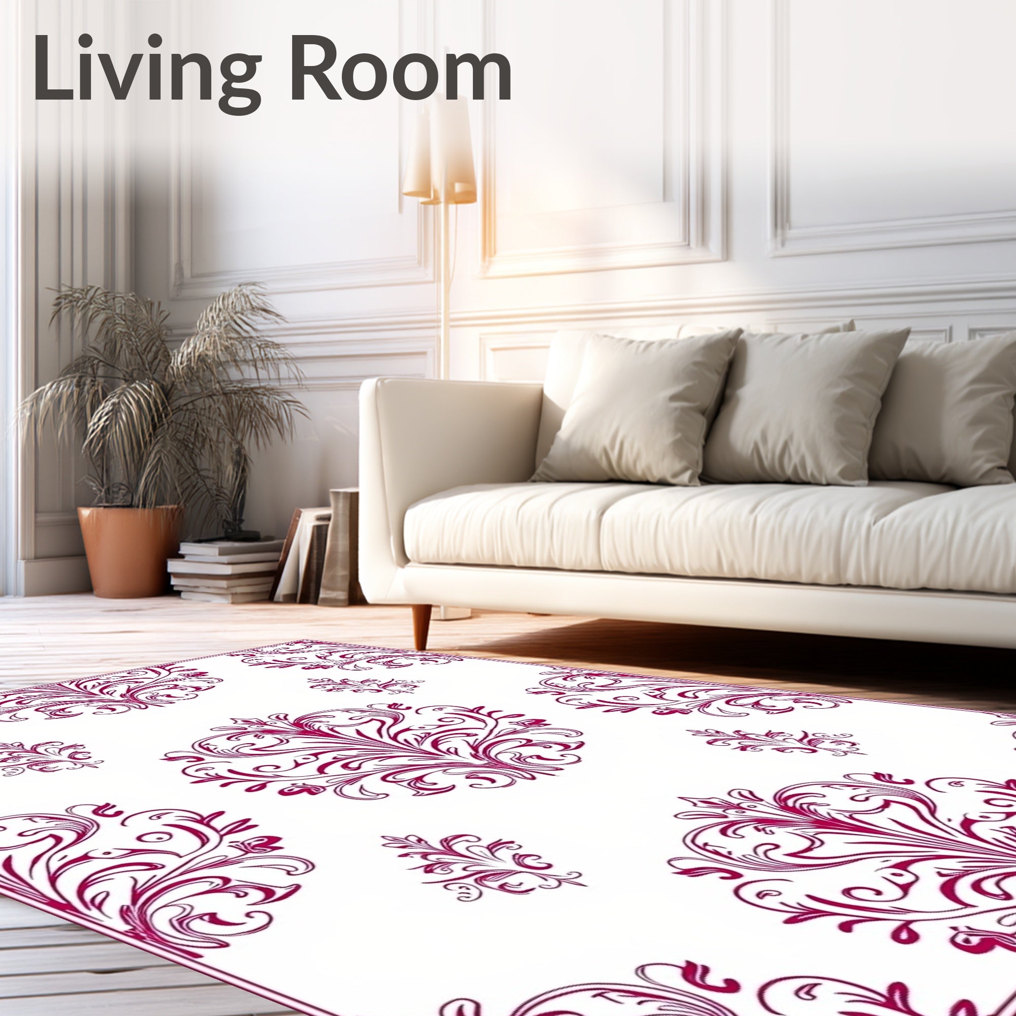 Crimson Floral Acanthus Scroll Rug