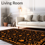 Orange Leaf Cell Network Border Rug
