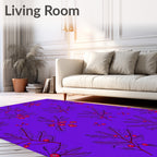 Botanical Red Berry Branches Purple Rug