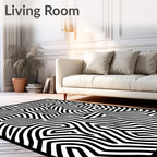 Monochrome Labyrinthine Organic Lines Rug