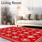 Classic Red Snowflake Tile Rug