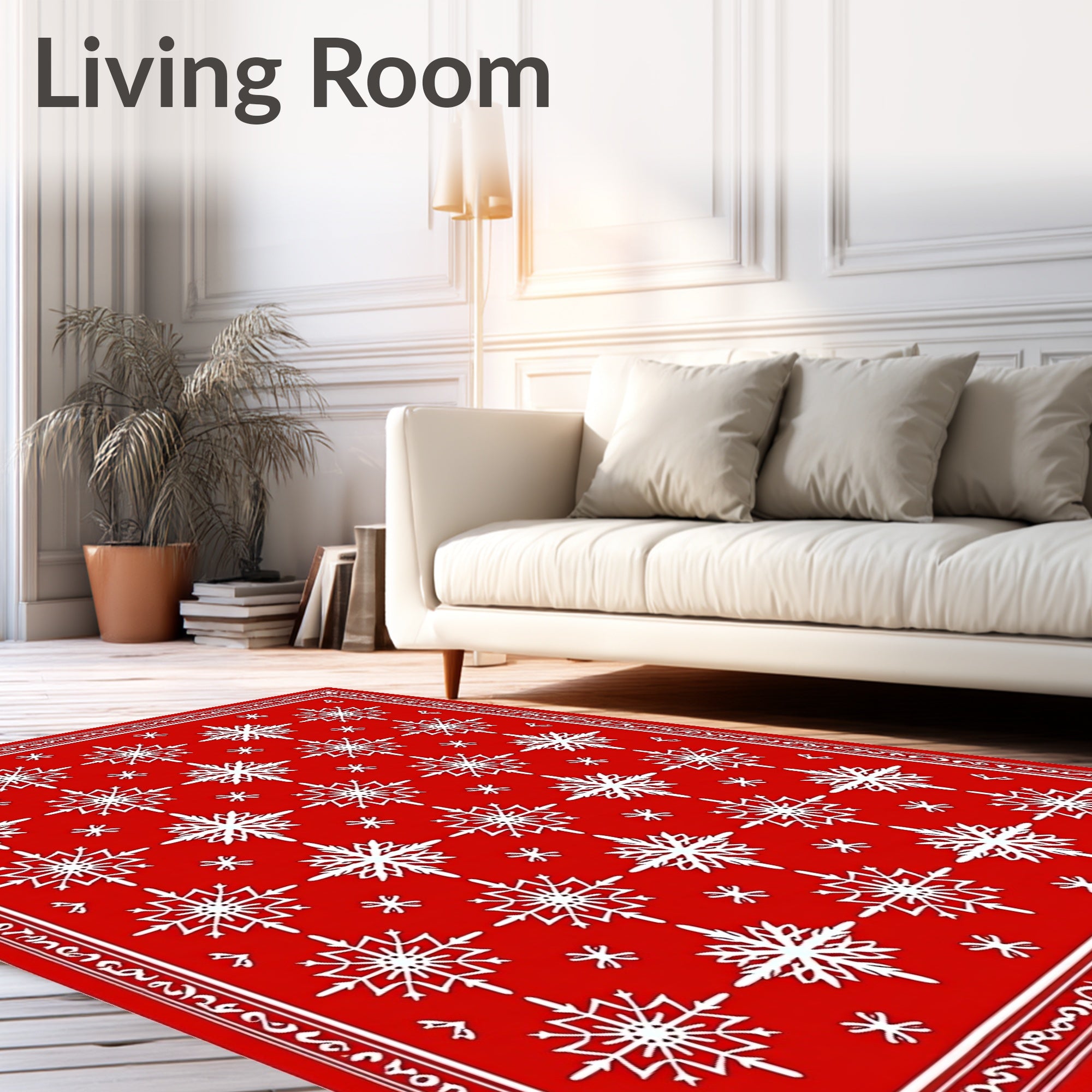 Classic Red Snowflake Tile Rug