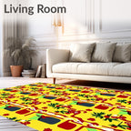 Bold Red Leafy Branch Yellow Rug