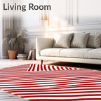 Bold Red Diagonal Stripe Abstract Rug
