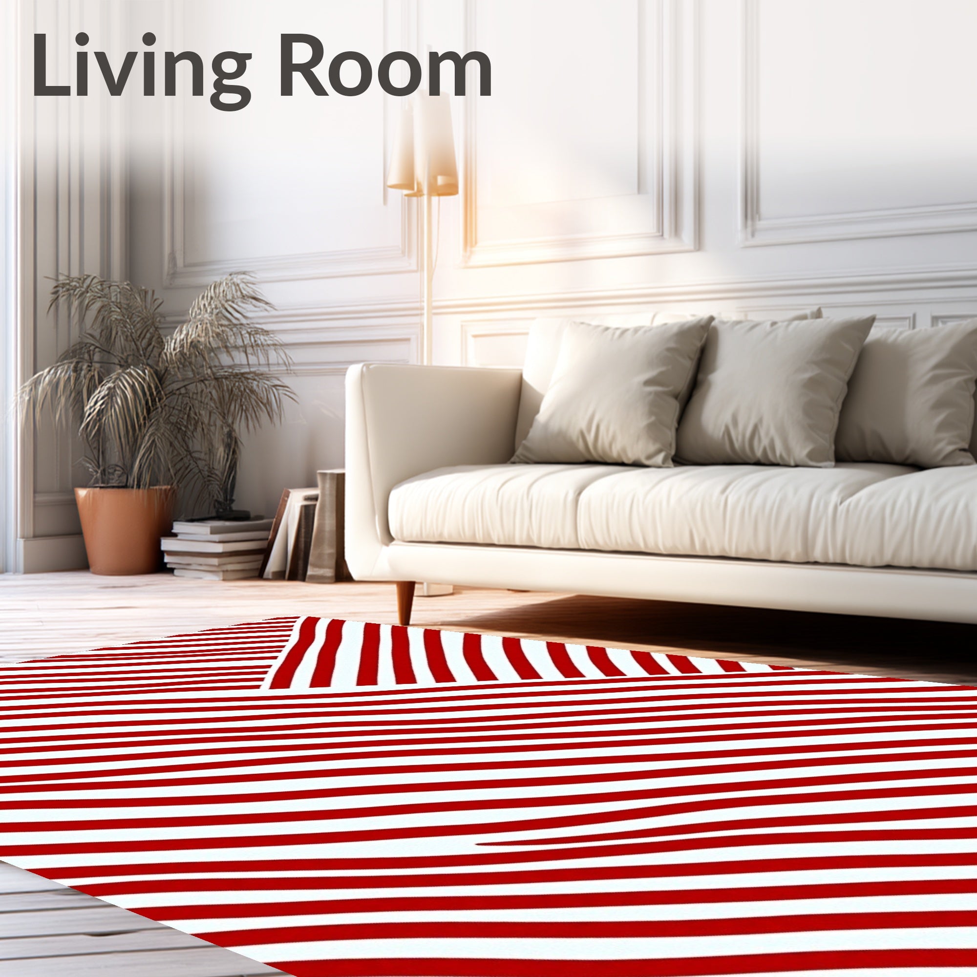 Bold Red Diagonal Stripe Abstract Rug