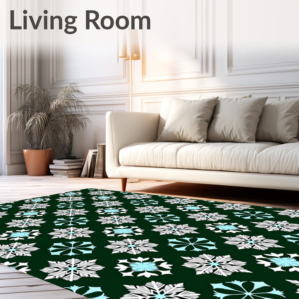 Dark Green Snowflake Medallion Rug