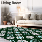 Dark Green Snowflake Medallion Rug