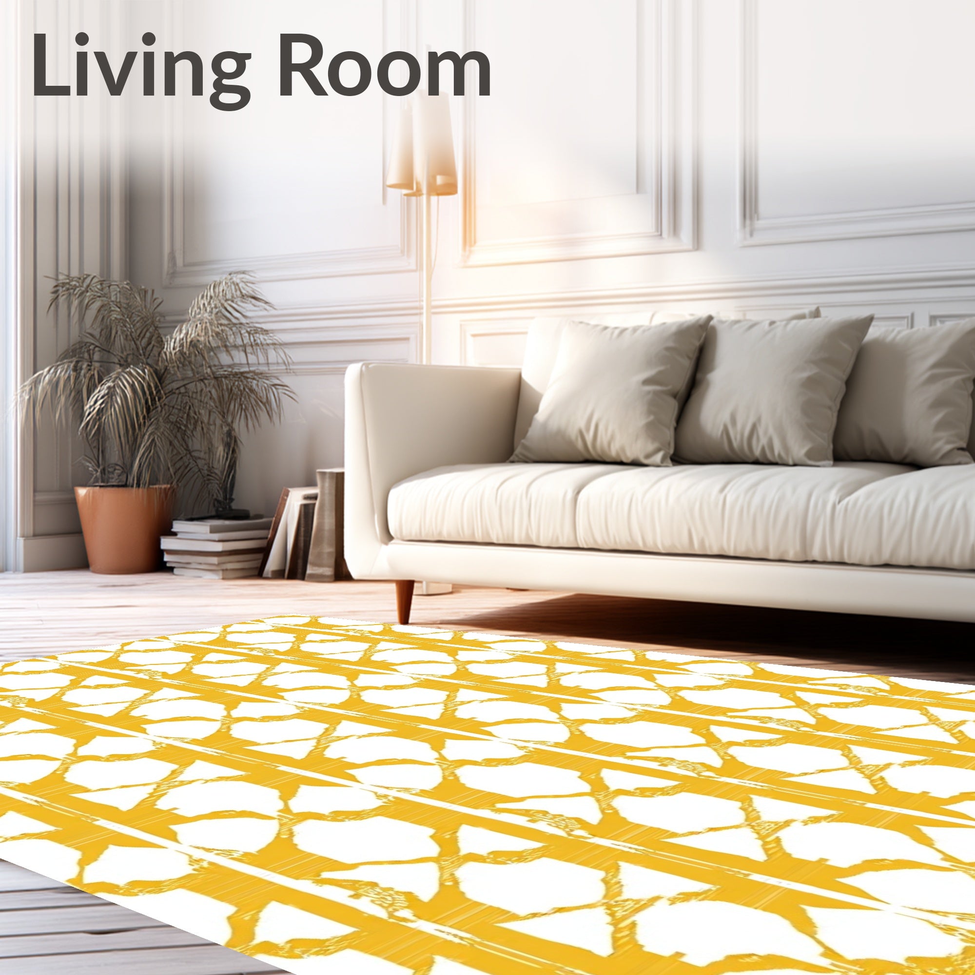 Golden Yellow Geometric Interlock Rug