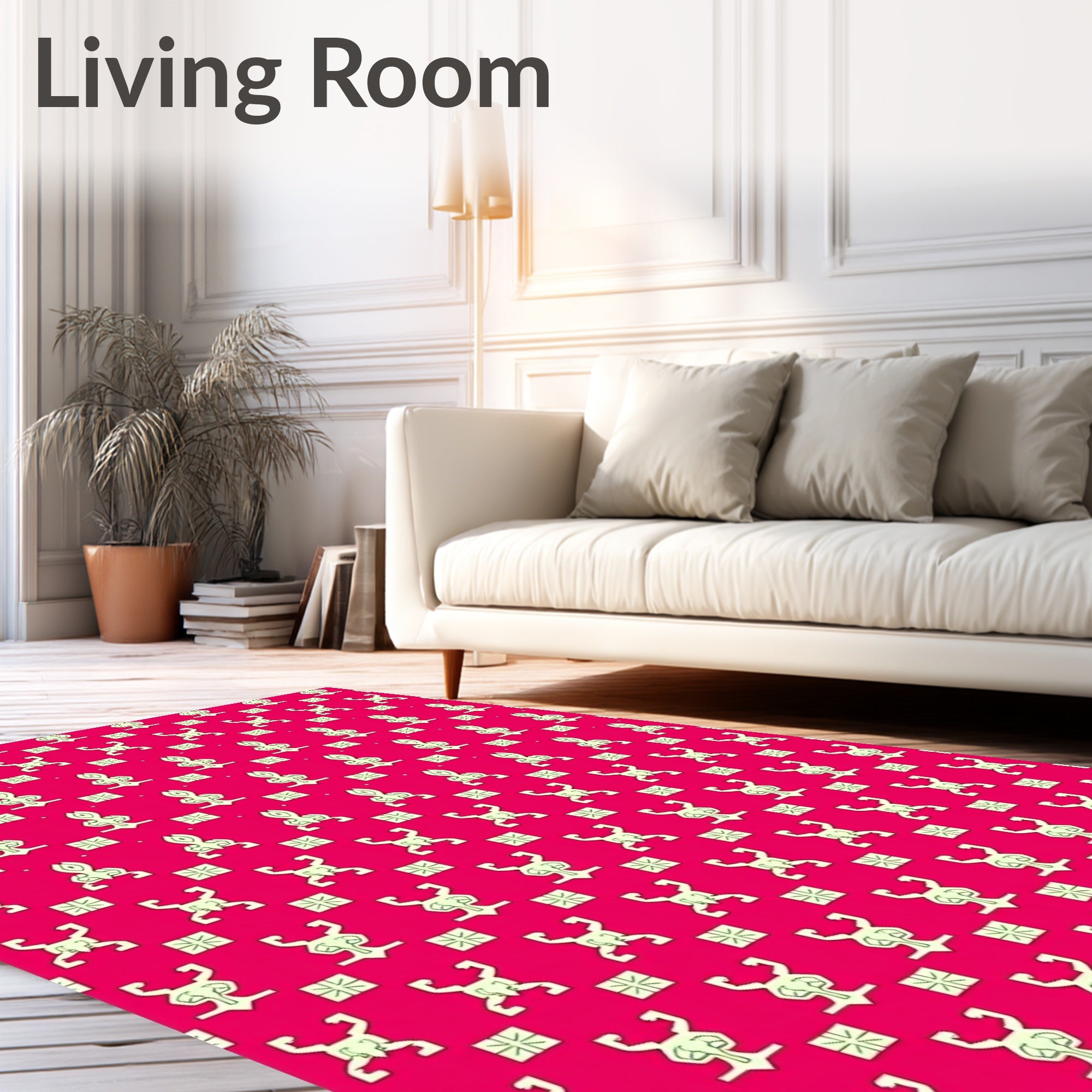 Crimson Figures and Squares Rug