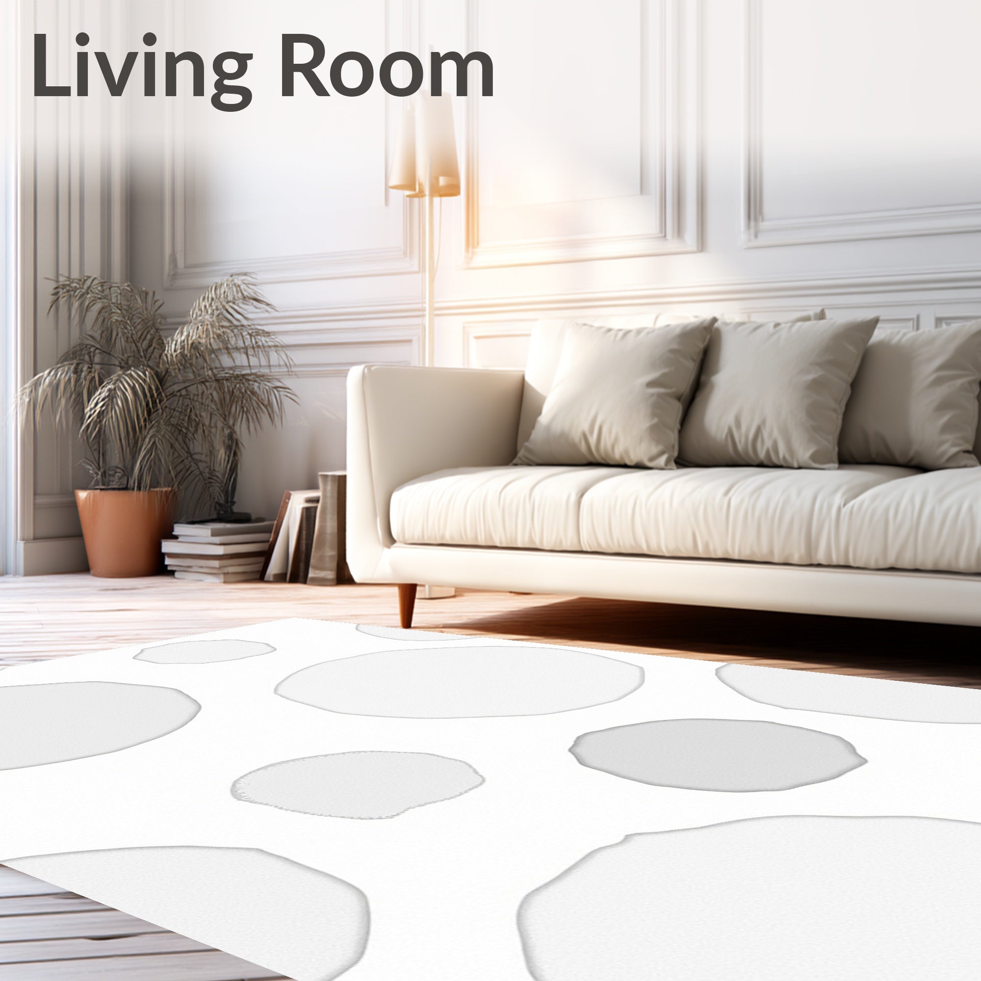 Soft Gray Round Watercolor Blots Rug