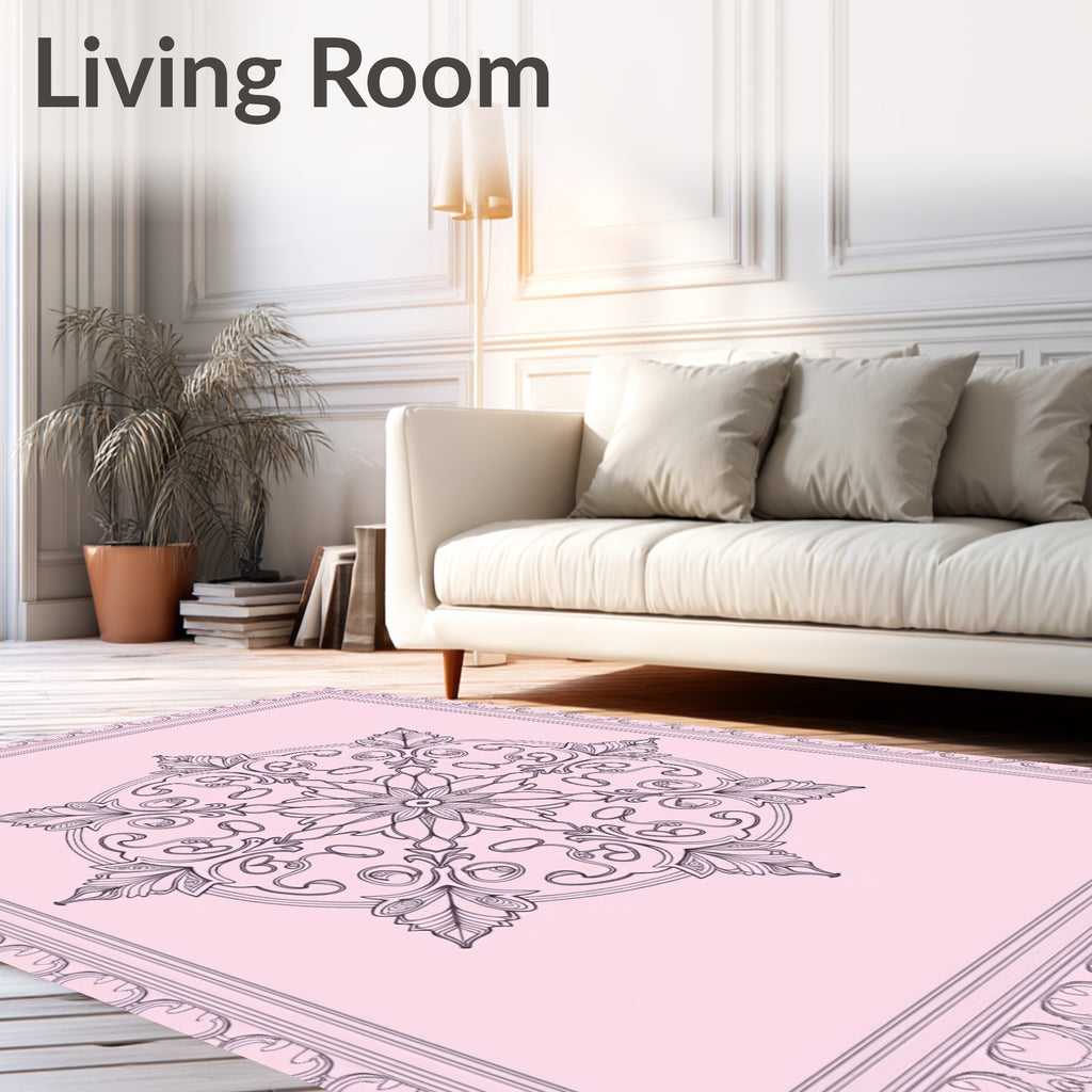 Pink Mandala Floral Art Rug