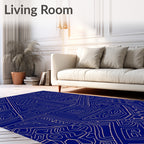 Abstract Navy Geometric Maze Rug