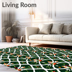 Emerald Green Floral Lattice Rug