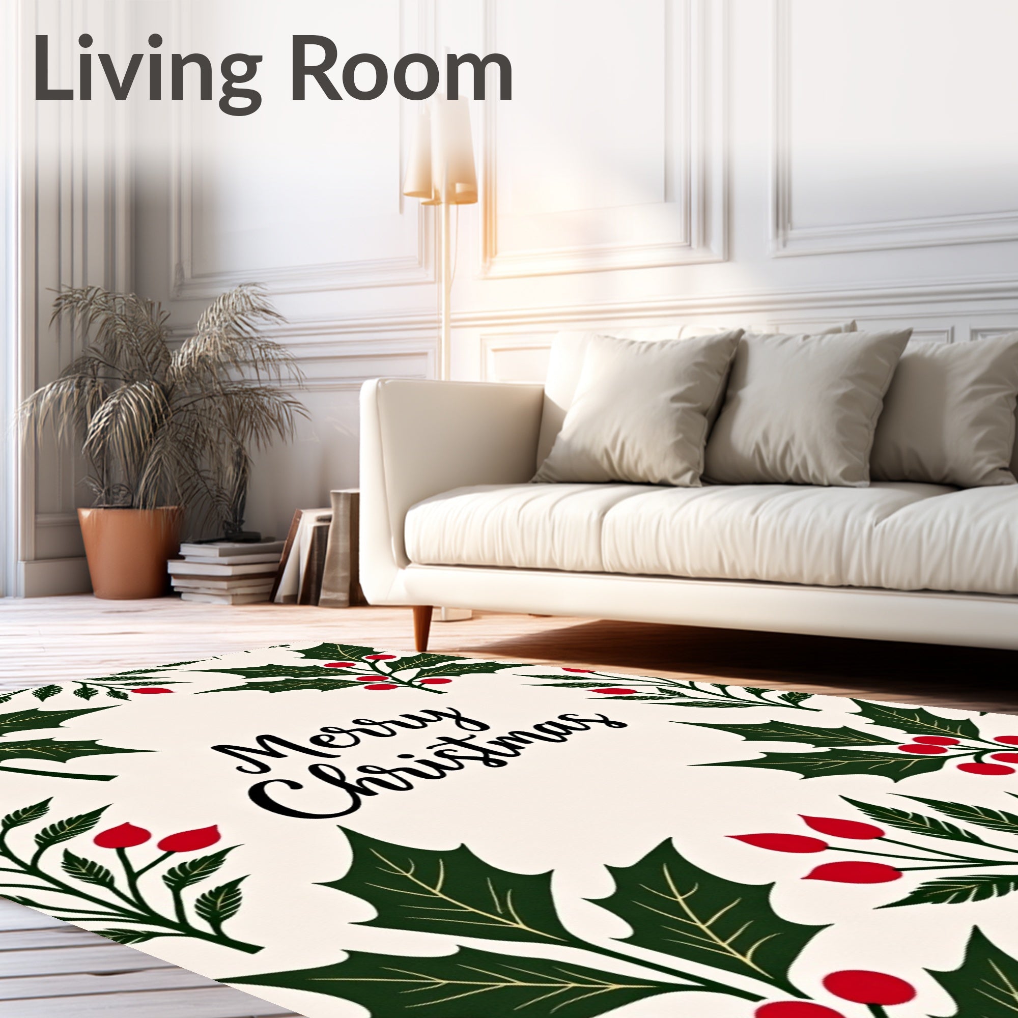 Festive Holly Berry Square Rug