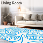 Bright Blue Swirl Floral Harmony Rug