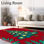Crisp Evergreen Ornaments Festive Tree Rug
