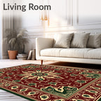 Crimson and Emerald Floral Medallion Rug