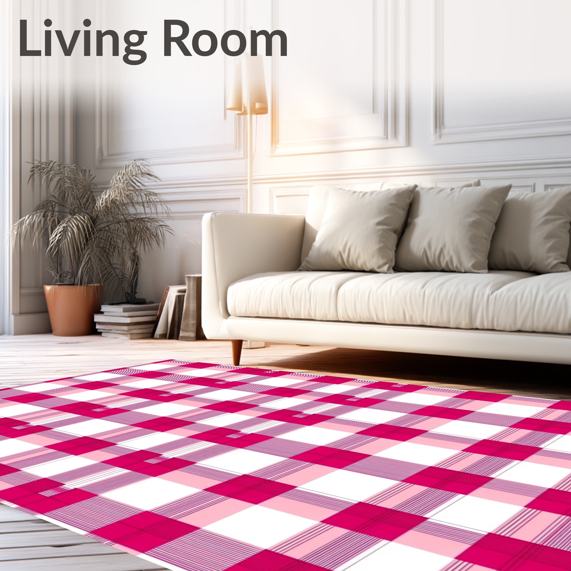 Vibrant Pink Gingham Blanket Rug