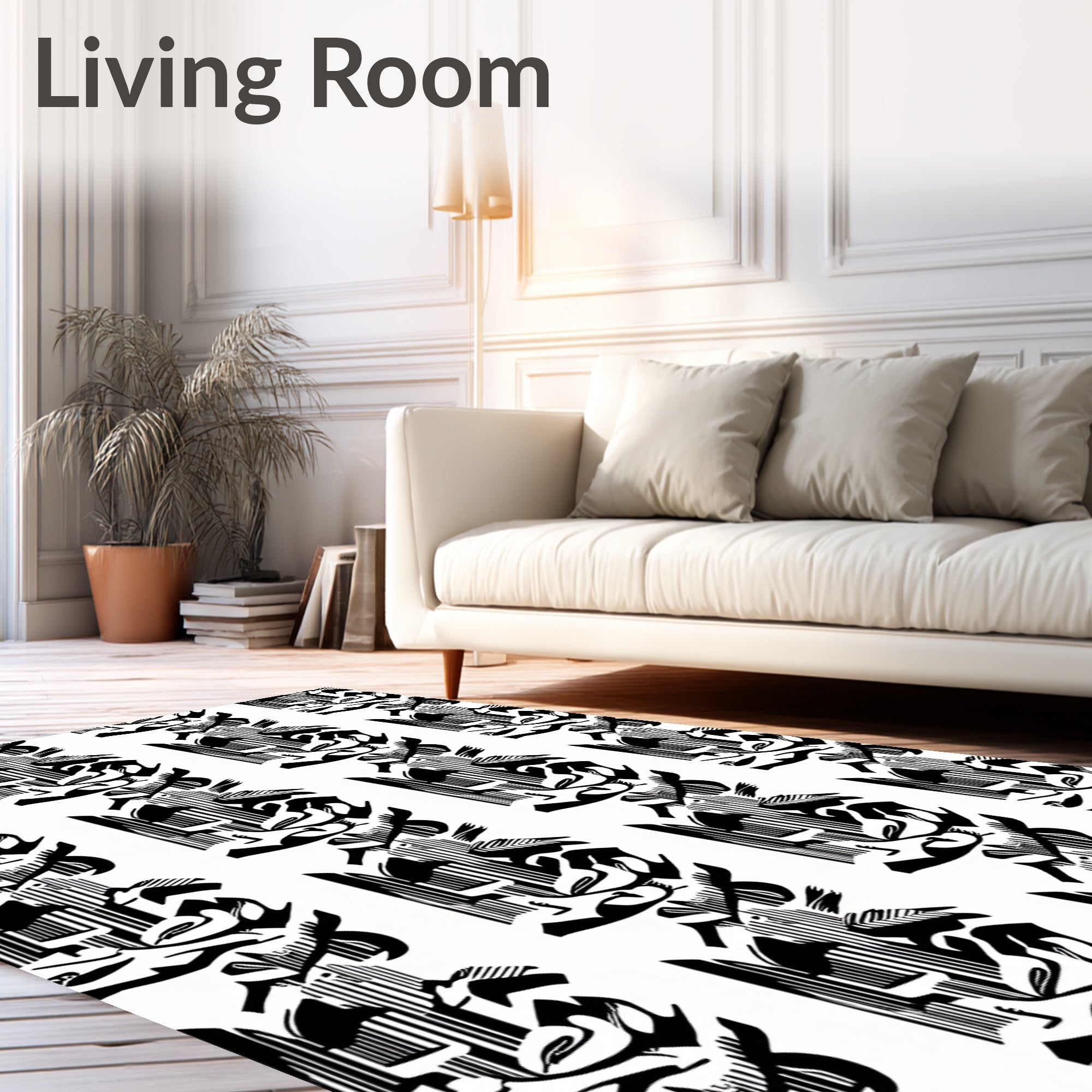 Monochromatic Abstract Organic Forms Rug