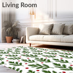 Christmas Evergreen Red Berry Foliage Rug