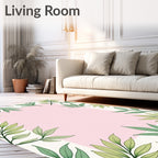 Pale Pink Square Leafy Border Rug