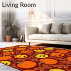 Autumn Jack O Lantern Pumpkin Foliage Rug