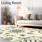 Vintage Teal Floral Medallion Lace Rug