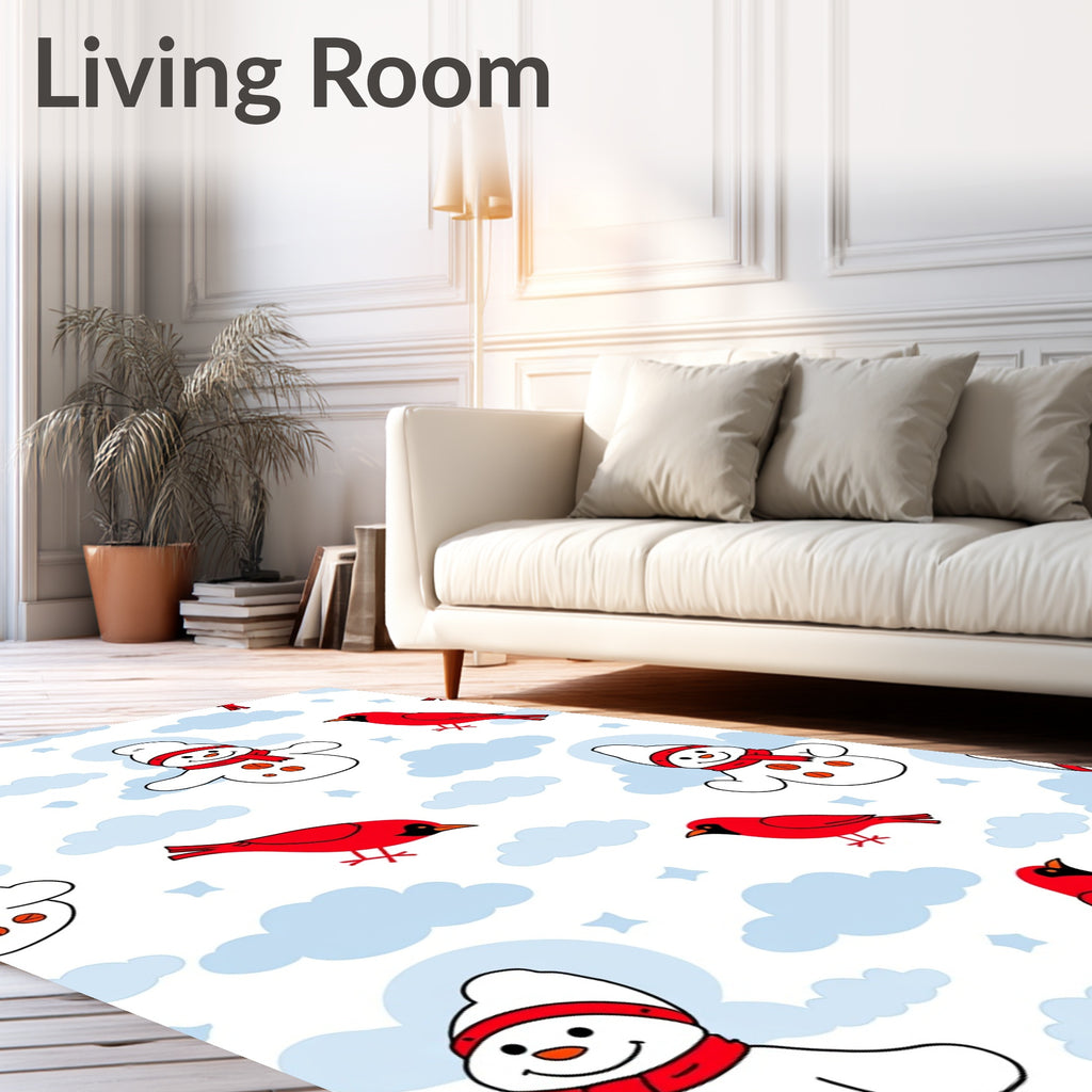 Christmas Snowmen Cardinal SkyRug Rug