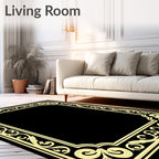 Elegant Cream Scrollwork Frame Rug