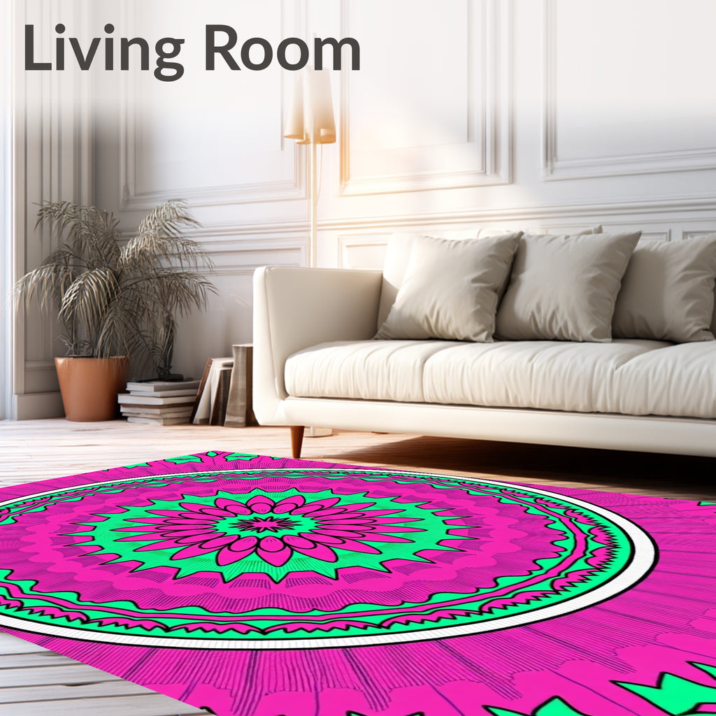 Vivid Pink Teal Mandala Sun Rug