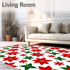 Vibrant Red Green Floral Scatter Rug