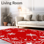Festive White Snowflake Garland Rug