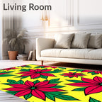 Vibrant Red Poinsettia Floral Arrangement Rug