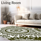 Olive Green Traditional Mandala Medallion Rug