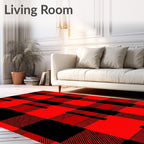 Rustic Lumberjack Gingham Tartan Red Rug