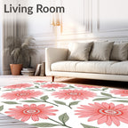 Coral Daisy Garden Art Rug